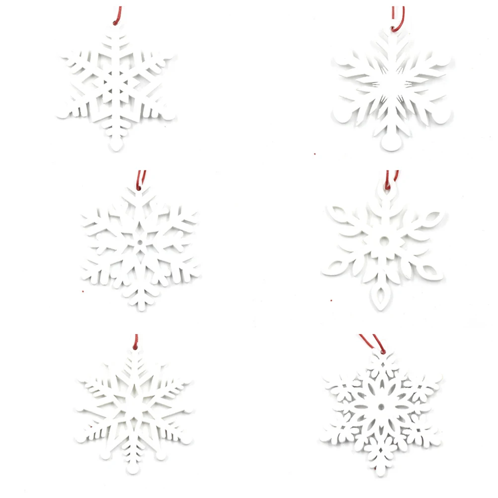

12 Pcs Christmas Snowflake Pendant Small Ornaments Tree Hanging Wooden Pendants for Crafts