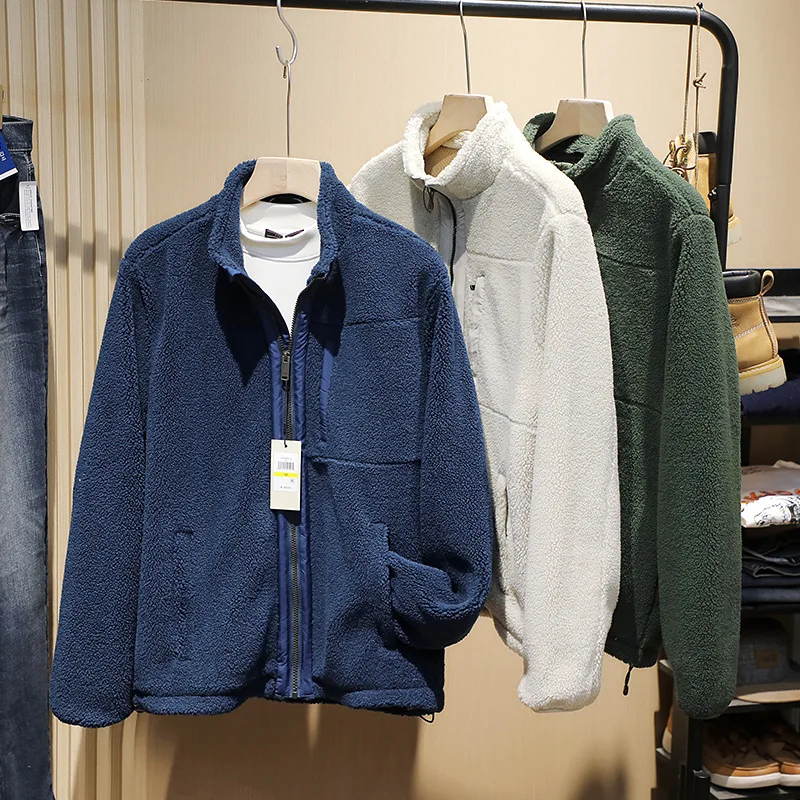

Мужская толстая флисовая куртка в стиле ретро с воротником-стойкой, теплая флисовая куртка