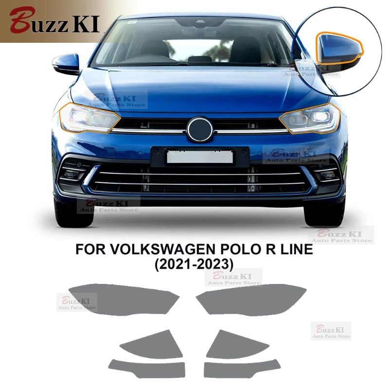 

for Volkswagen VW Polo R Line 2021-2023 Protection Film Precut Transparent TPU 8.5mil Front Headlight Rearview Anti-scratch Film