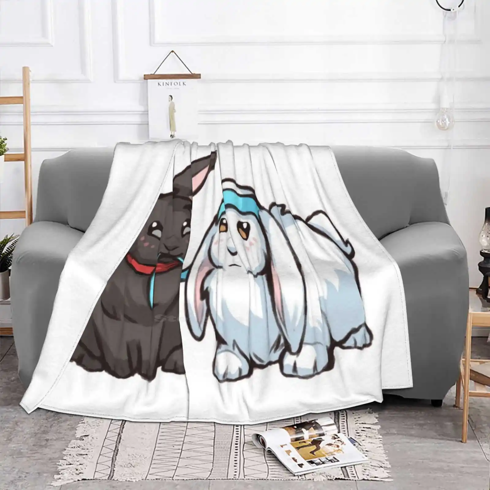 Wangxian Bunnies Low Price New Print Novelty Fashion Soft Warm Blanket Wangxian The Untamed Mo Dao Zu Shi Bunnies Rabbits Cute