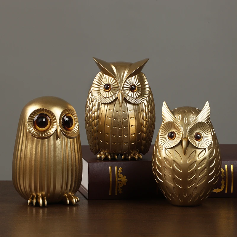 Resin Owl Family Animal Decoration Home Decor Living Room Bookshelf Wine Cooler TV Stand Decoration