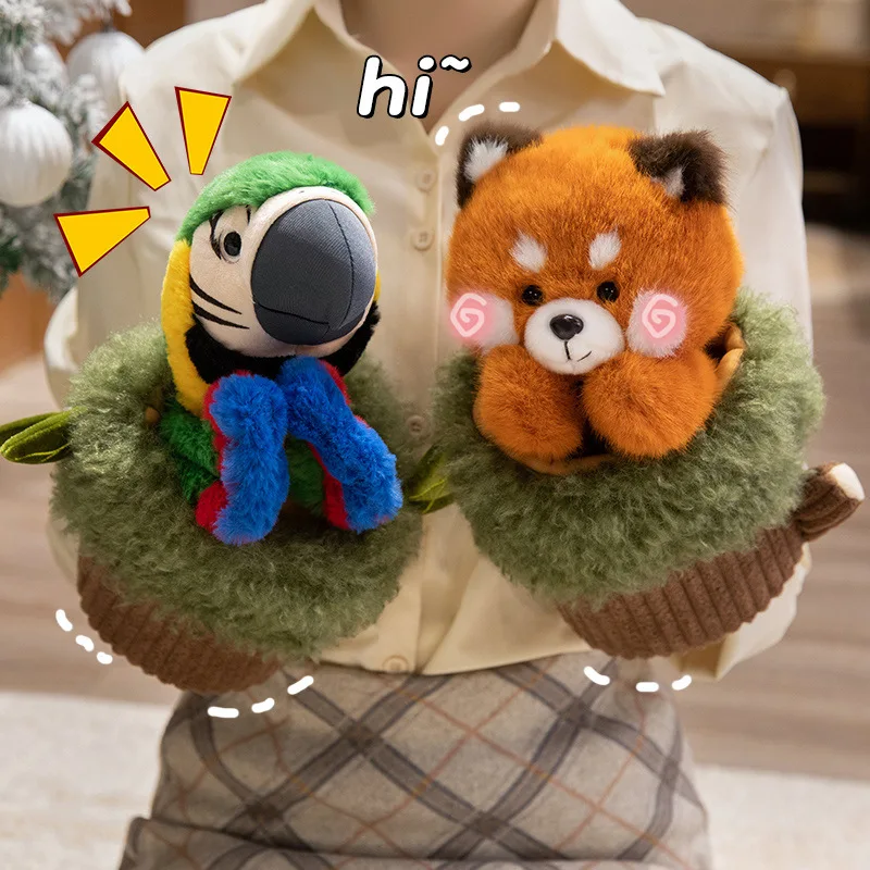 子供ぬいぐるみハンドパペットおもちゃかわいいオウムアライグマ猿パンダぬいぐるみクリエイティブ子供睡眠ストーリーテリングハンドパペットおもちゃ