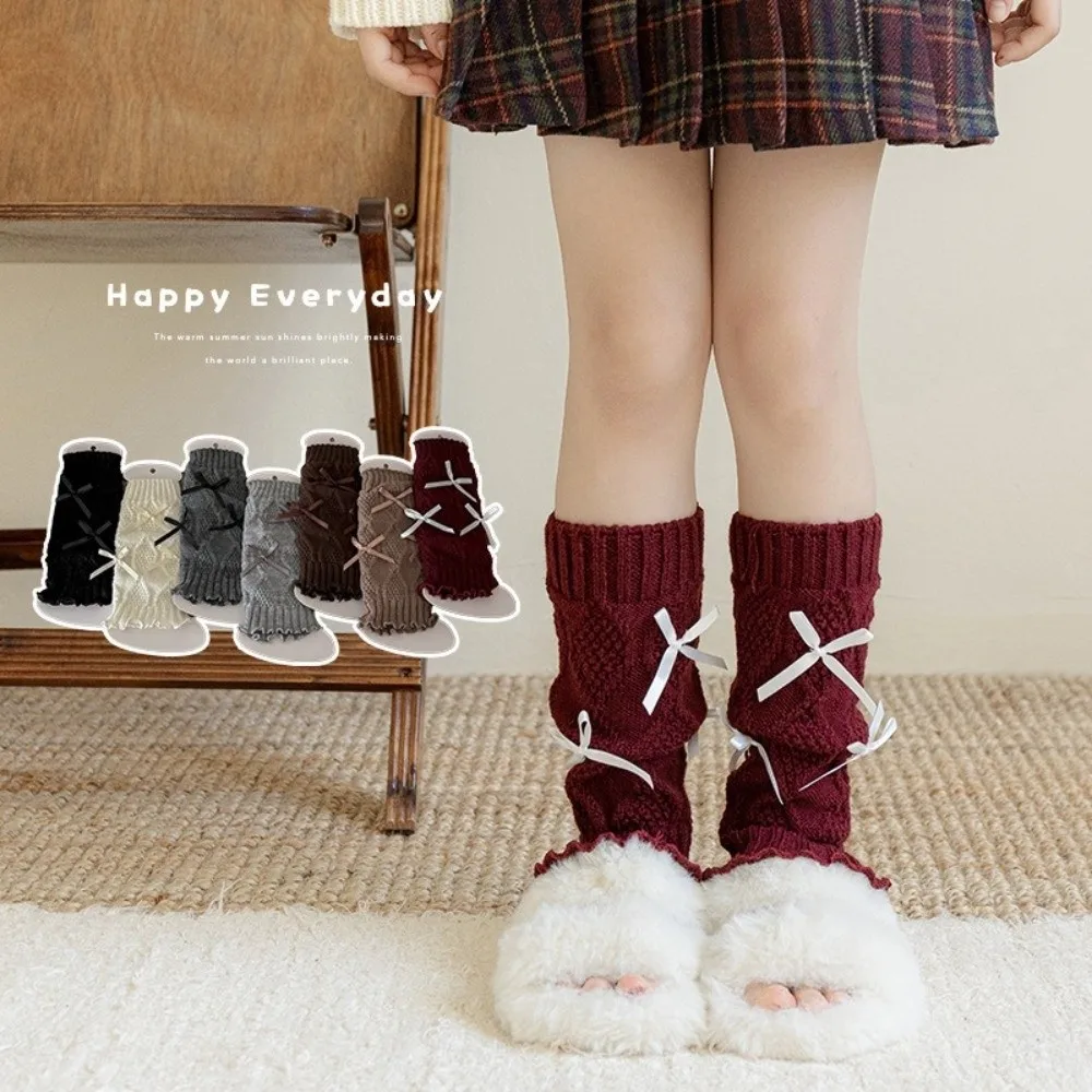 New Solid Color Leg Warmers Thickened Lolita Mid-Calf Sock Knitted Harajuku Pile Sock Gift
