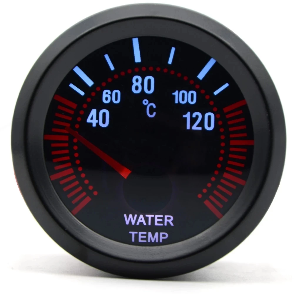 2\'\' 52mm Universal Smoke Lens Water Temp Temperature Gauge 40-120C LED With Water Temp Sensor Car Gauge