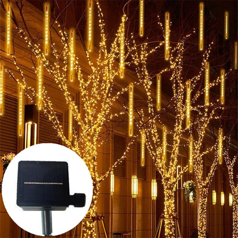 

30cm/50cm Solar Meteor Shower String Lights 8 Tubes LED Holiday Lights Christmas Outdoor Lighting Wedding Garden Tree Decoration