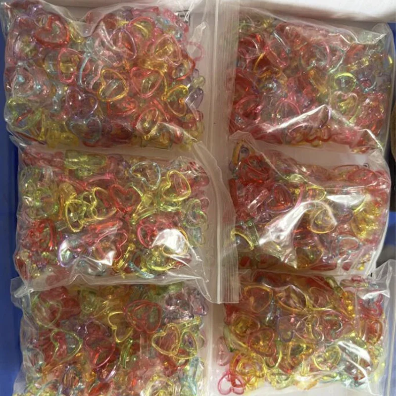 50~200pcs Transparent Acrylic Bead Frames Dyed Heart Mixed Color fashion jewellery 15x16.5x4mm Hole: 1.6mm