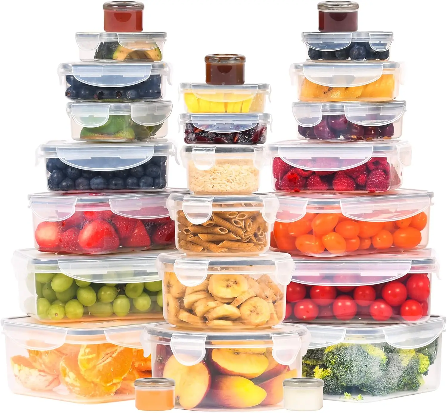 50 Pcs Large Food Storage Containers with Lids Airtight-85 OZ to small Containers-Total 526OZ Stackable Kitchen Set -BPA Free