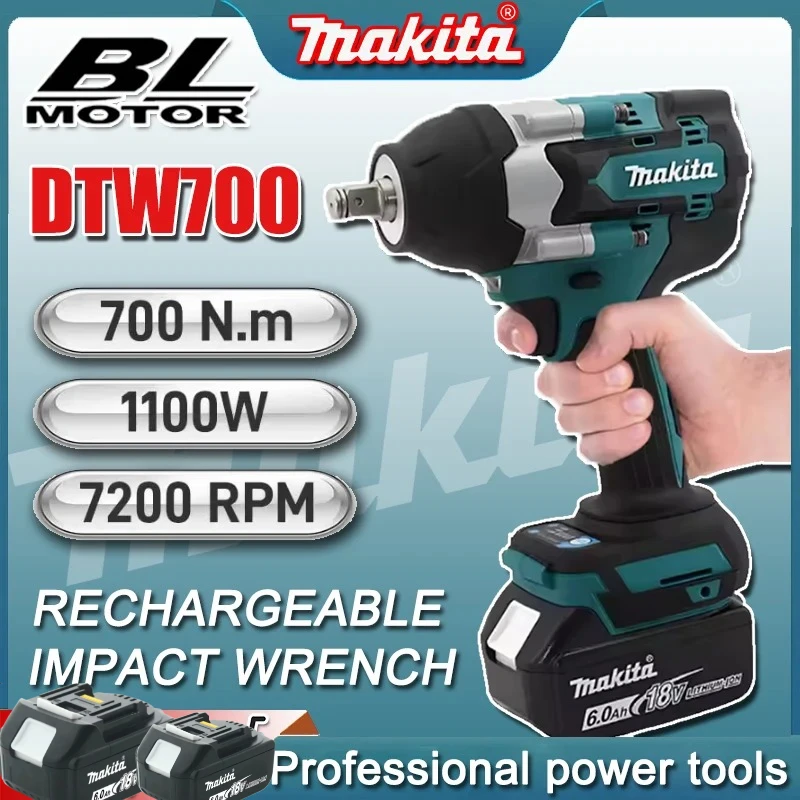 

Бесщеточный ударный гайковерт Makita DTW700, электрическая дрель-шуруповерт, бесплатная доставка, мощный инструмент с высоким крутящим моментом, динамометрический ключ