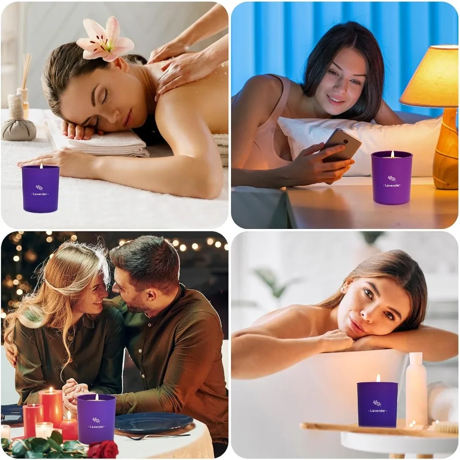 Lavender Scented Candles for Home Ambiance 8 oz Purple Jar Soy Wax Candles with 45Hour LongLasting Burn Perfect Gift for Women