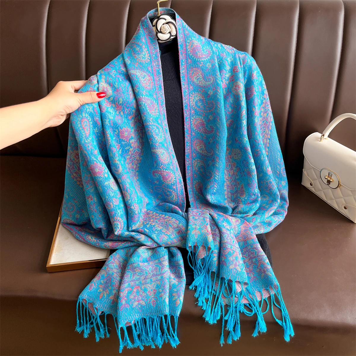 Luxus Winter Schal Frauen Kaschmir Warme Pashmina Marke Foulard Weibliche Schals Wraps Dicke Weiche Bufanda Poncho Schals Stola 2025 – Detail 14