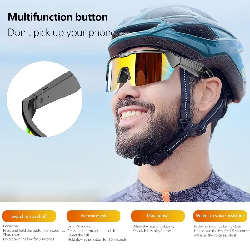 Gafas de sol deportivas para hombre y mujer, lentes inteligentes para deportes al aire libre, a la moda, con Bluetooth, para escuchar música y llamadas, informales