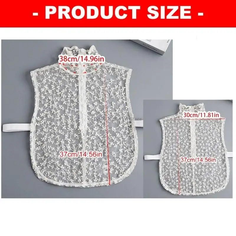  Breathable Seethrough False Collar With Lace Flower Pattern Detachable Collar Neckwear Half Shirt For Women Daily Wear