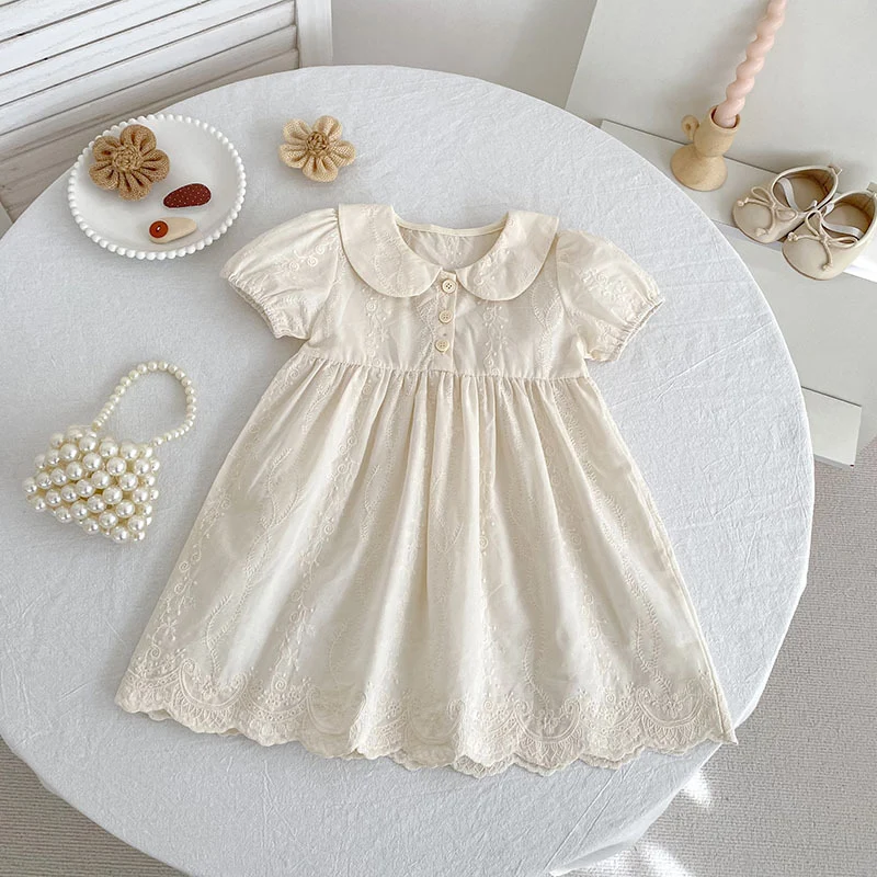 2026 Girls Summer New 2-6Yrs Dress Sweet Embroidered Short Sleeved Princess Dress Girls Dress Stylish Children Clothing