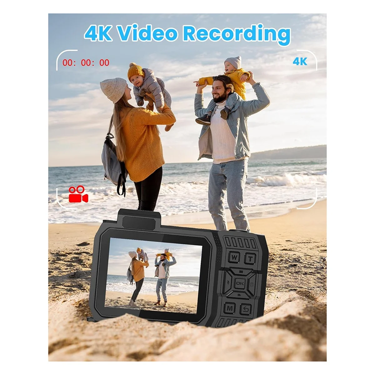 효율적인 방수 카메라 4K 65MP 수중 카메라(64G 카드 포함), 블랙