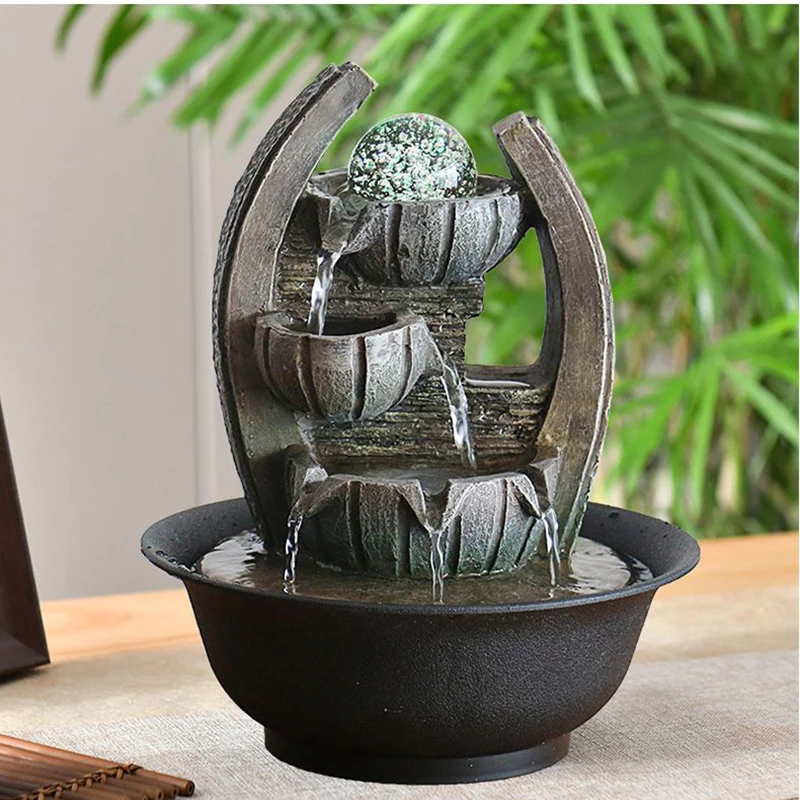 Simple Running Water Fountain Decoration, Living Room, Office Desktop, Feng Shui Ball, Waterscape, Wheel, Housewa