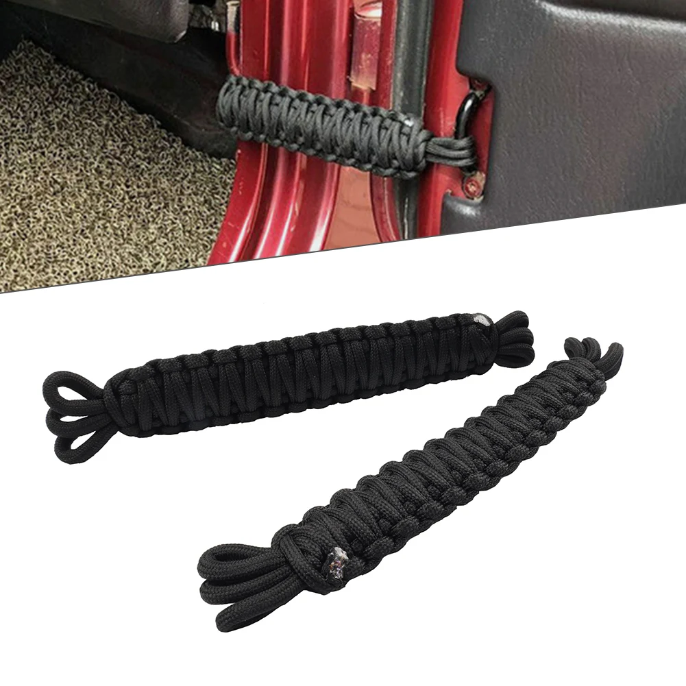 2PCS Exterior Heavy Duty Door Limiting Straps For Jeep Wrangler JL JK TJ LJ YJ CJ 1976-2021 Polyester Fabrics Black