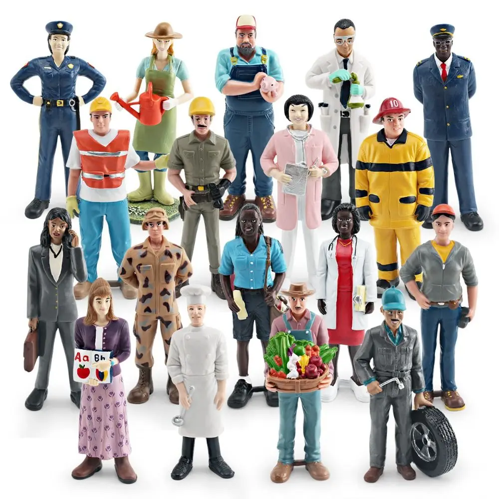 

Nurse Figurines Career People Figures Construction Worker Officer Doctor Realistic Human Figurine Pretend Play Simulation