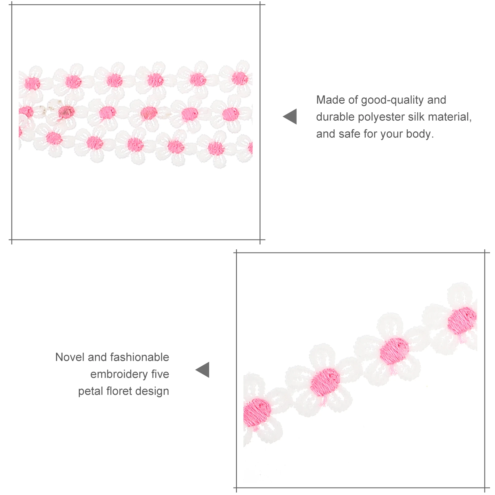 

1pc Embroidery Lace Accessories Flowers Decorative Trim Ribbon Sewing Material Polyester Silk Yarn Vintage Clothing Dress Jeans