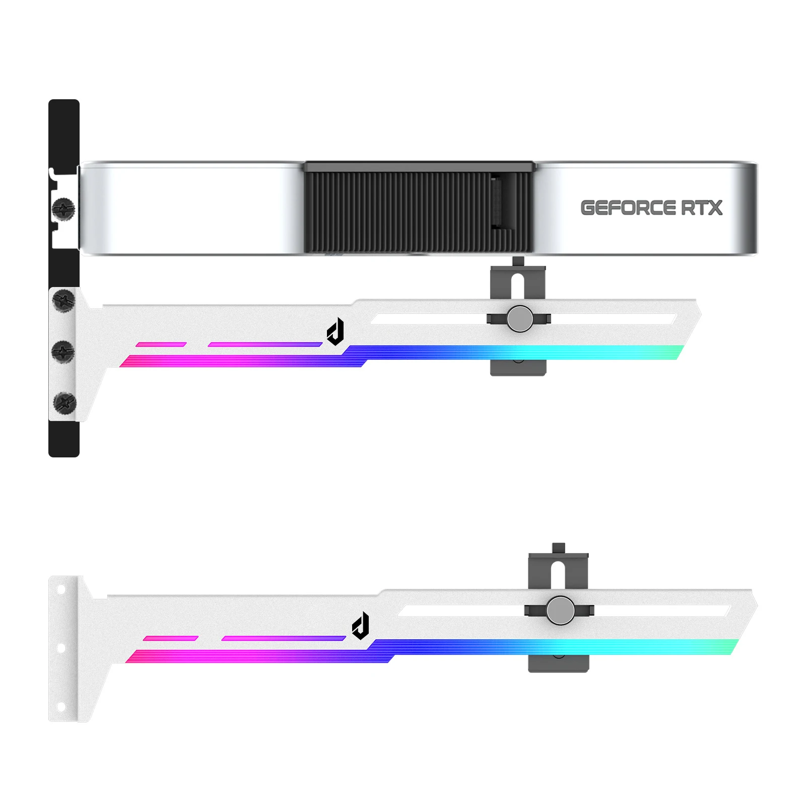 Computer Graphics Card/GPU Bracket, ARGB, Made Of Aluminum Alloy Material, Horizontally Installed, And Adjustable By Sliding.