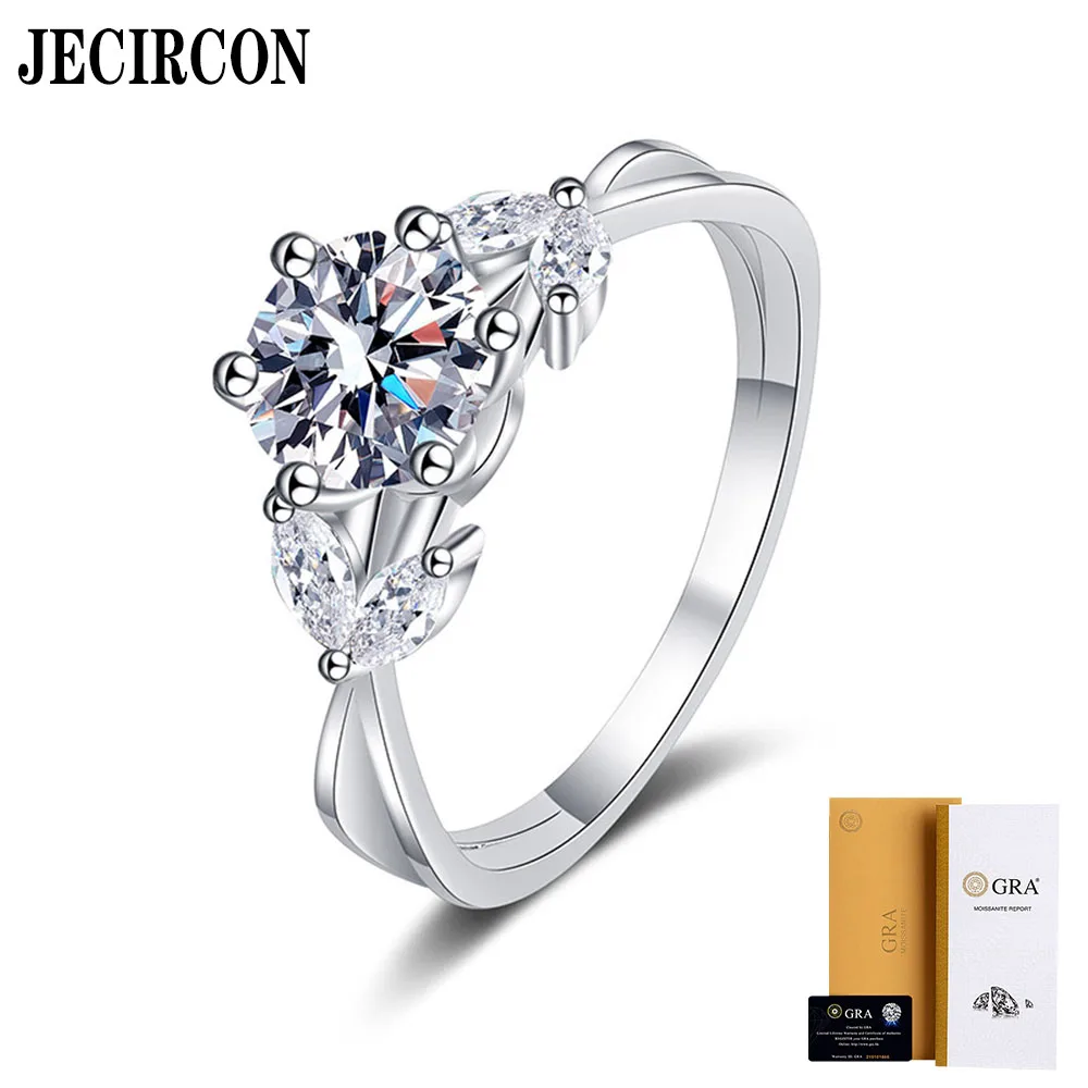 

JECIRCON 925 Sterling Silver Ring for Women High-end European and American Style Blooming Flower 1 Carat D Color Moissanite Ring