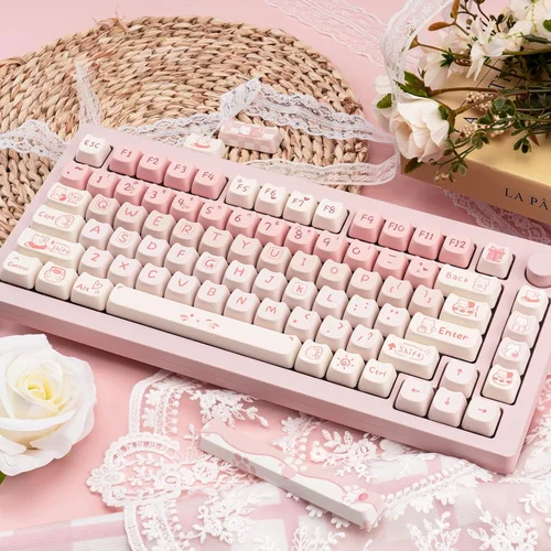 Imagen 2 del producto Pink Kitten, Girl MAO Keycap PBT 134 teclas, personalizado para teclado mecánico 60/84/98/108