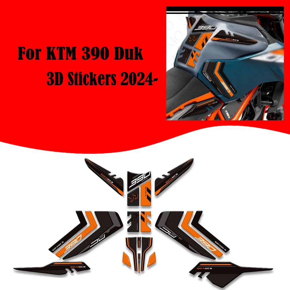 Motorcycle Fairing Fender Protector Tank Pad Side Grips Gas Fuel Oil Kit Knee TankPad Stickers Decals For KTM 390 Duk 2024 2025
