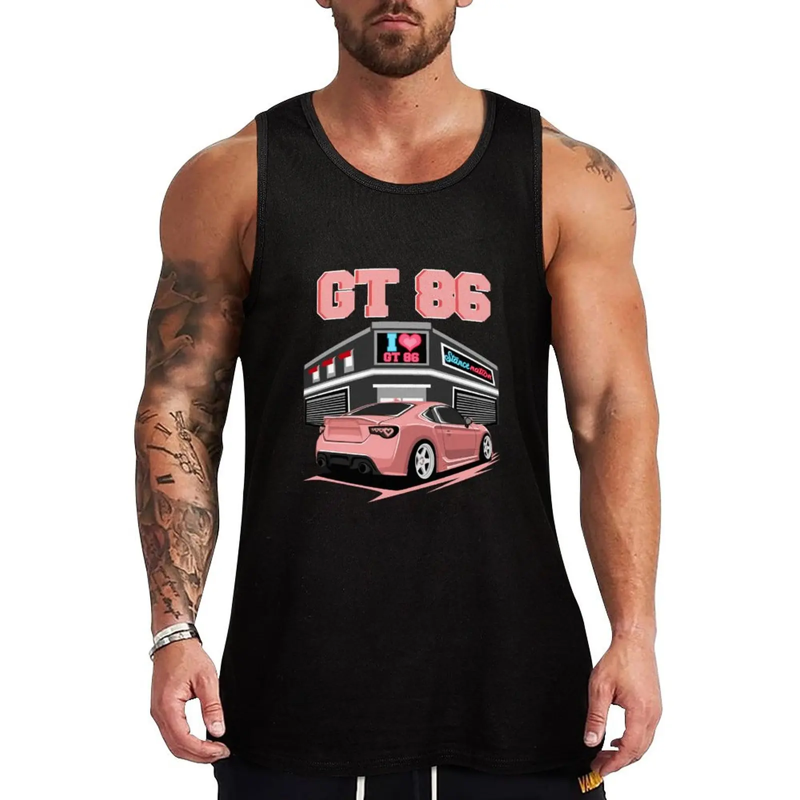 

GT86 Pink Stance JDM Car Tank Top summer Men's tops Bodybuilding shirt Male clothes summer clothes