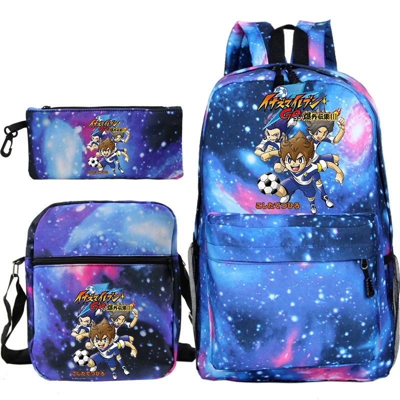 

Новый рюкзак с принтом Inazuma Eleven Go, школьный рюкзак, сумка на плечо, пенал, подарок для детей, мальчиков, комплекты из 3 предметов, школьники Mochila