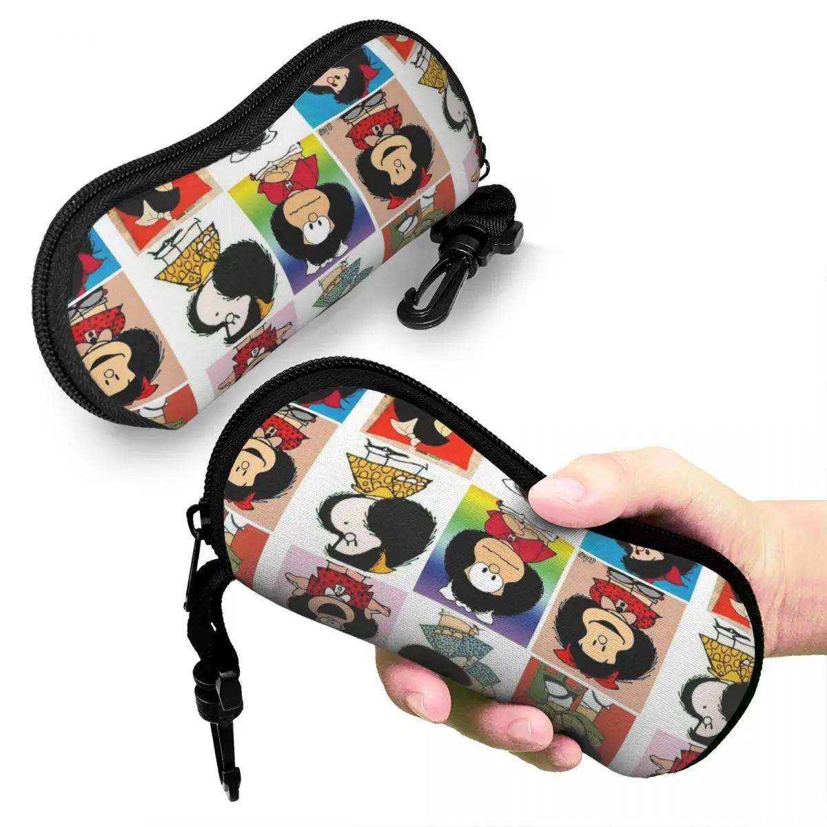 Kawaii kreskówka Anime w kratę Mafalda etui na okulary lekkie etui na okulary pudełko w pudełko na okulary