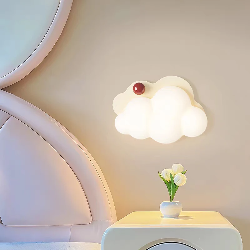 

Cream Style Cloud Wall Lamps Children's Room Bedroom Bedside Lamp LED Minimalist Warm Baby Room Boy Girl Bedroom Wall Lights