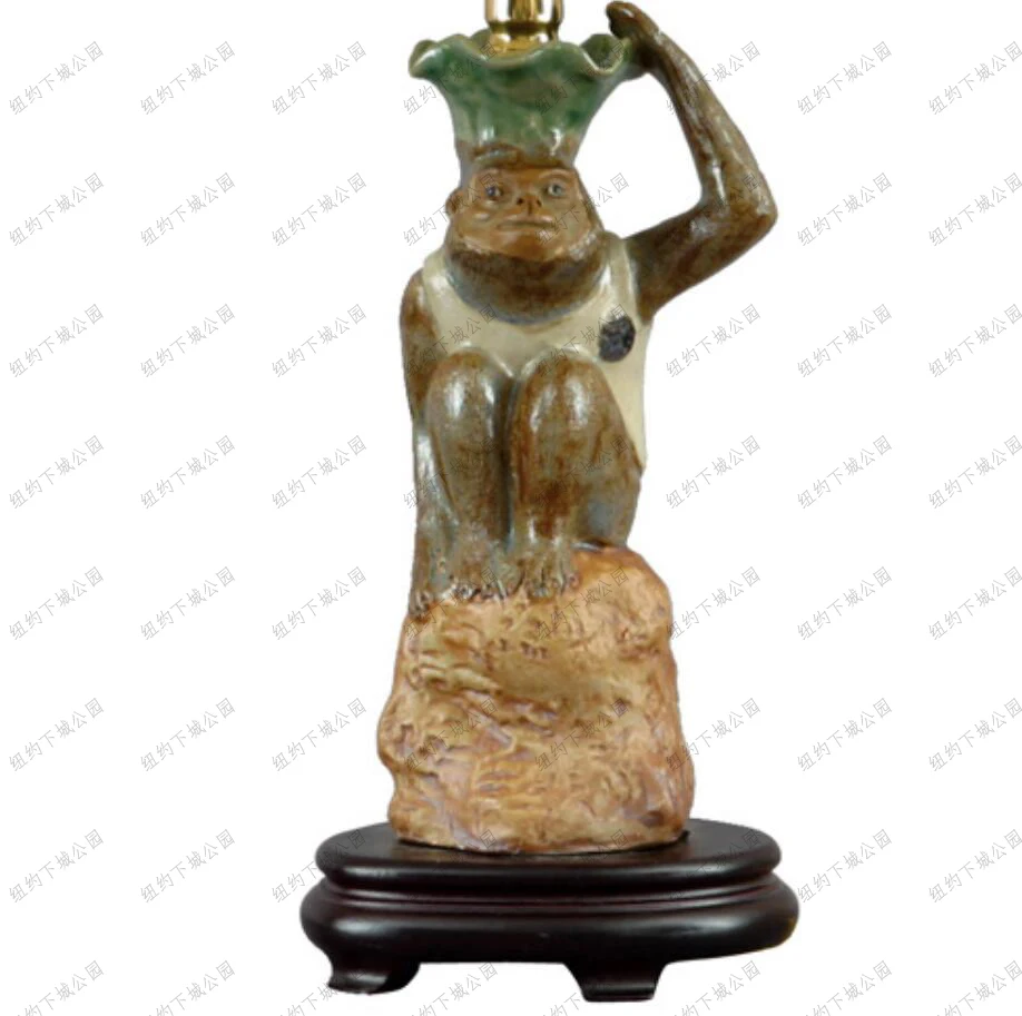 New York Downtown Park Imported Exotic Monkey Servant Ceramic Lamp Holder Exquisite Table Lamp