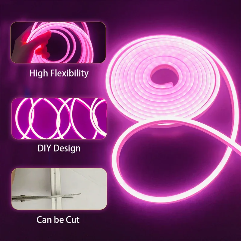 Battery Powered Led Strip Flexible Neon LED Strip Lights Neon Rope Lights with Battery Box DIY Design for Bedroom Decoration