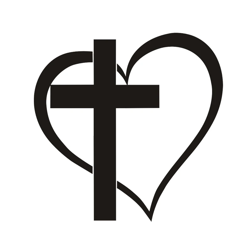 CROSS HEART Vinyl Decal Sticker Car Window Wall Bumper Jesus God Heart Love