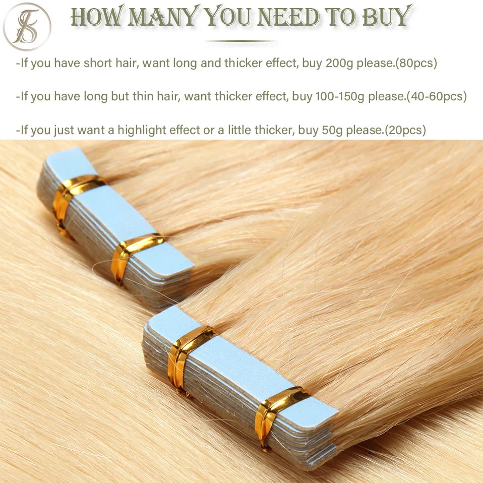 TESS Tape In Human Hair Extensions 2.5g/pc Natural Hair Extensions Hair Brown Adhesive Skin Weft Double Side Seamless Invisible