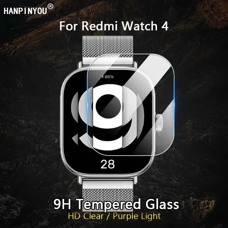 For Redmi Watch 4 5 Active SmartWatch Ultra Slim Clear / Anti Purple Light 2.5D 9H Tempered Glass Film Screen Protector