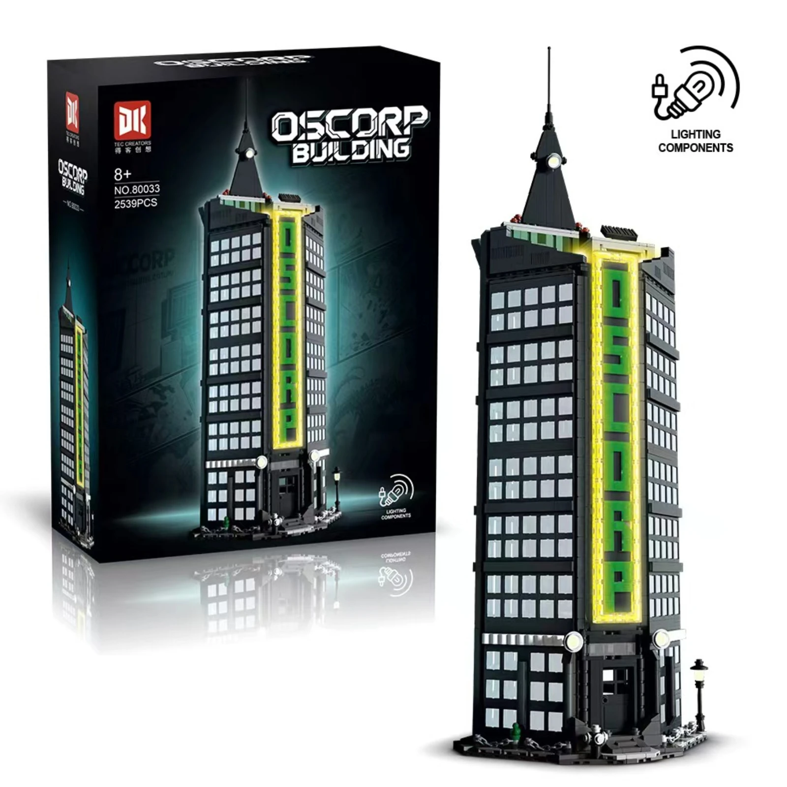 Kit de Construction noir, blocs de Construction noirs pour constructeurs avancés, modèle de bricolage éducatif avec effets de lumière, 80033 2539 pièces