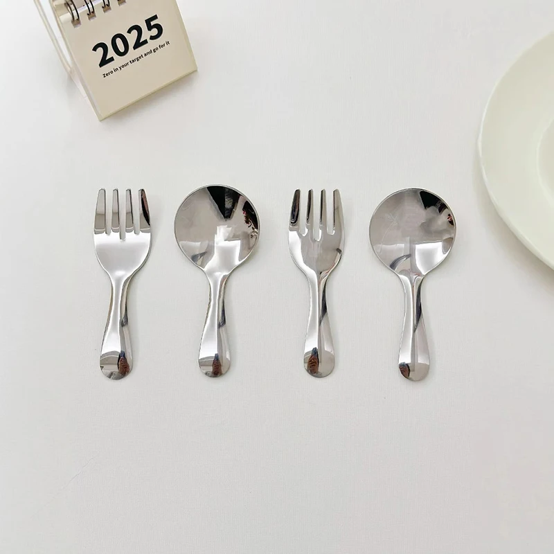Colher redonda de aço inoxidável premium; Colheres de sobremesa elegantes douradas para acessórios de cozinha