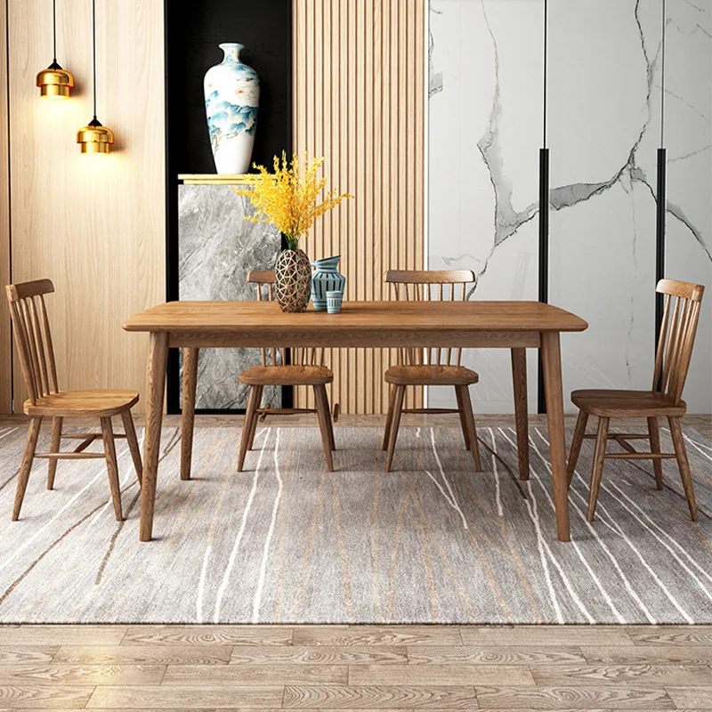 #Nordic-style Wooden Dining Table, Modern Dining Set 4 Chairs, Perfect for the Dining Room