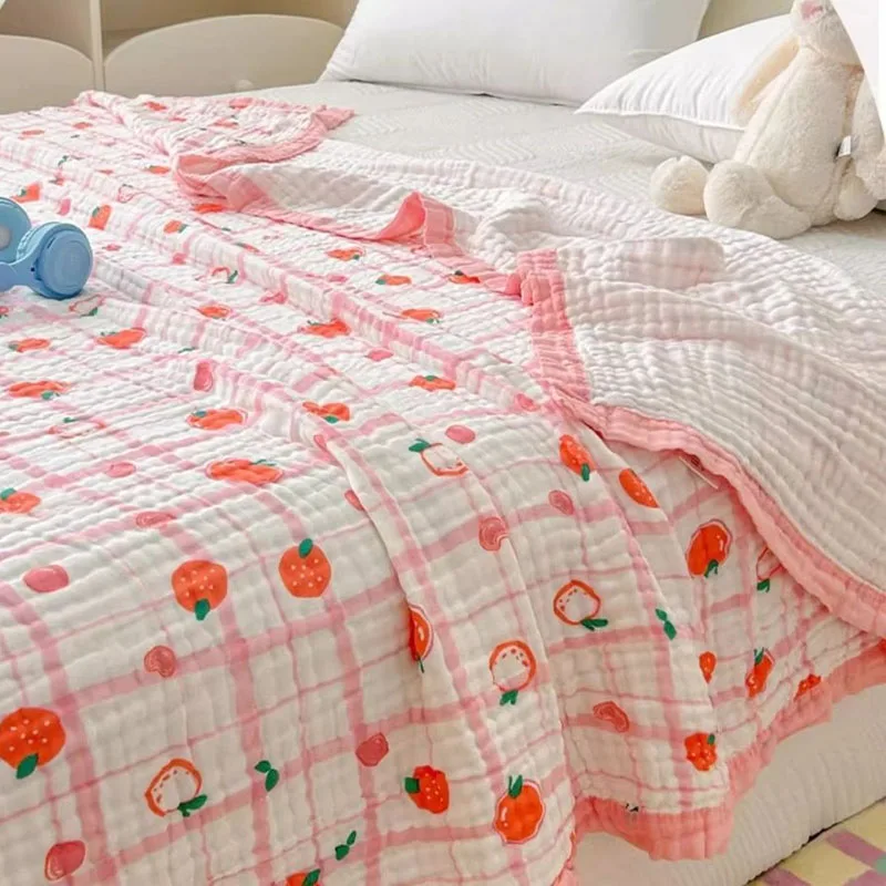 200X230cm Adult Baby Cute Cartoon Pattern Six-Layer Pure Cotton Blanket High-density Breathable Ultra Soft Cozy ABDL Blanket