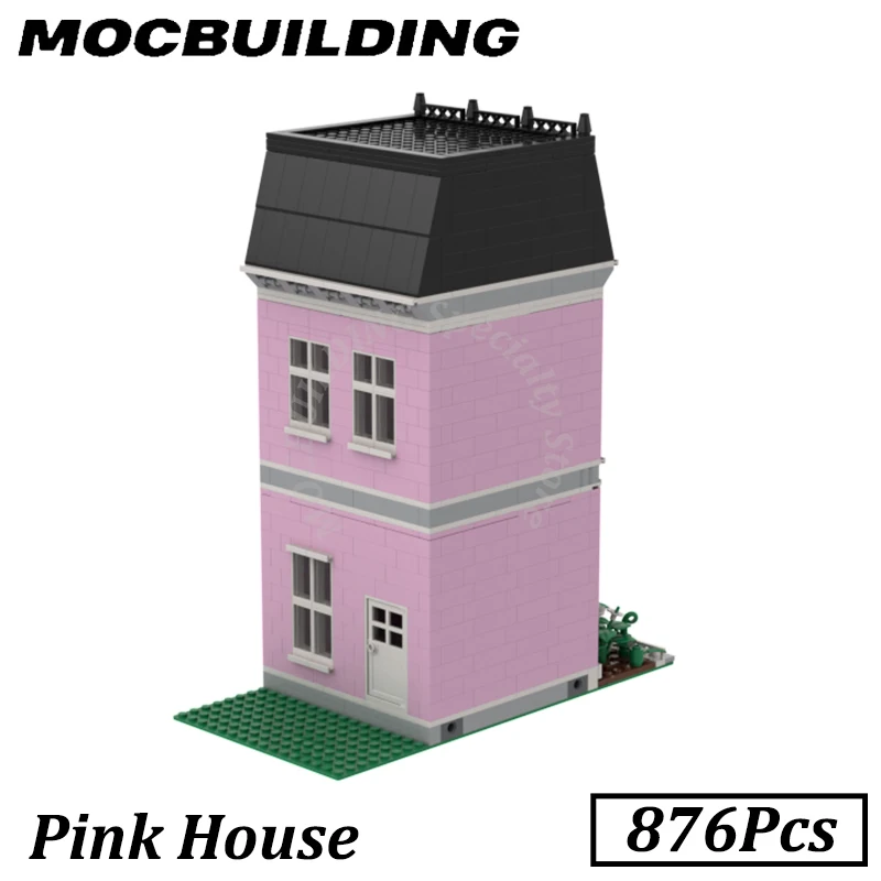 Modular City Street View House Buildings Pink Display MOC Building Blocks Bricks Construction Toys Gifts Christmas