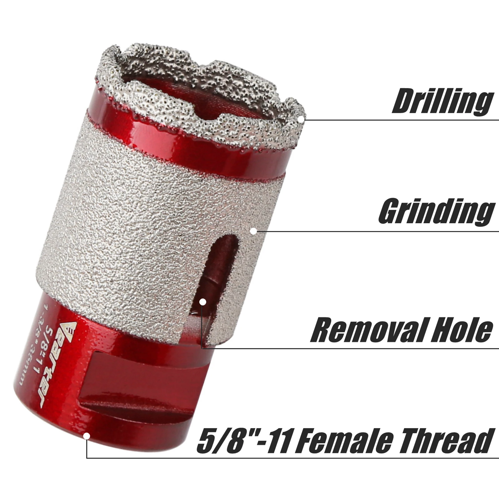 Vearter Diamond Drilling Finger Milling Bits for Grinding Ceramic Granite Enlarge Bevel Hole Saw Dia 20/25/35mm 5/8-11'' Thread