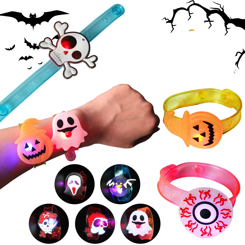 1 Pcs Halloween Glowing Watch with LED Flash Wrist Strap Bracelets Party Favors For Kids Silicone Cartoon Gift  Random Color