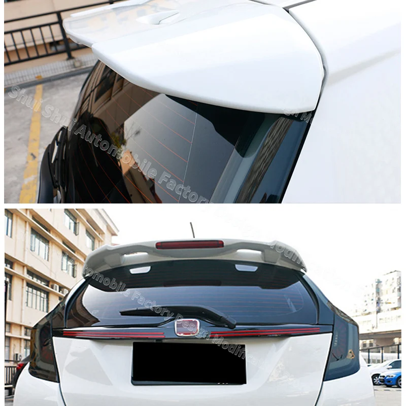 Car Spoiler Wing 2014-2020 for Honda Jazz Fit Gk5 RS Style Rear Tail Fin with Light Roof Lip Guard Board Decoration Accessories