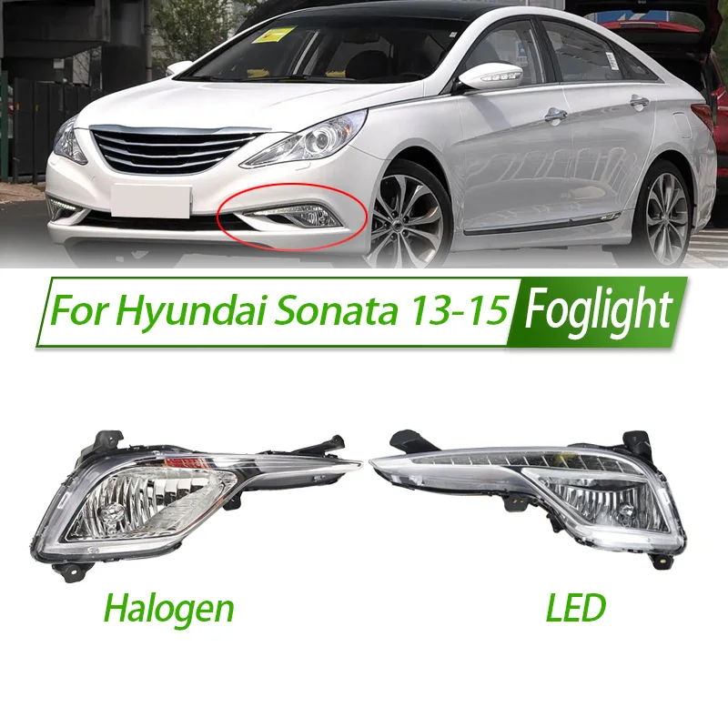 

For Hyundai Sonata 13-15 Foglight Fog Light Assembly LED/ Halogen Front Bumper Fog Lamp Kit Replacement with Waterproof Housing