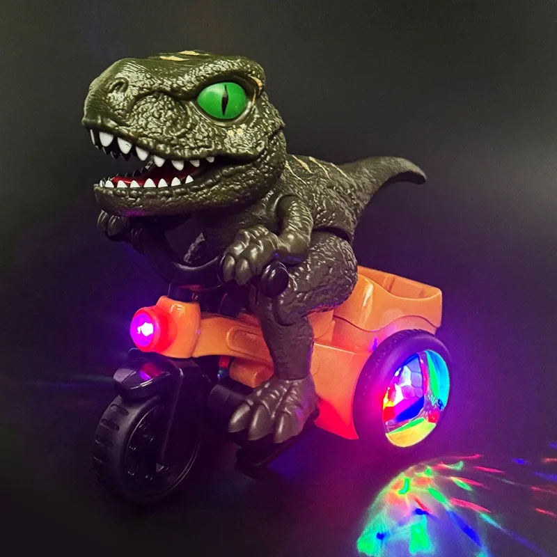 Electric Dinosaur Toy Car Stunt Spinning Tricycle with Lights and Music for Child Boys