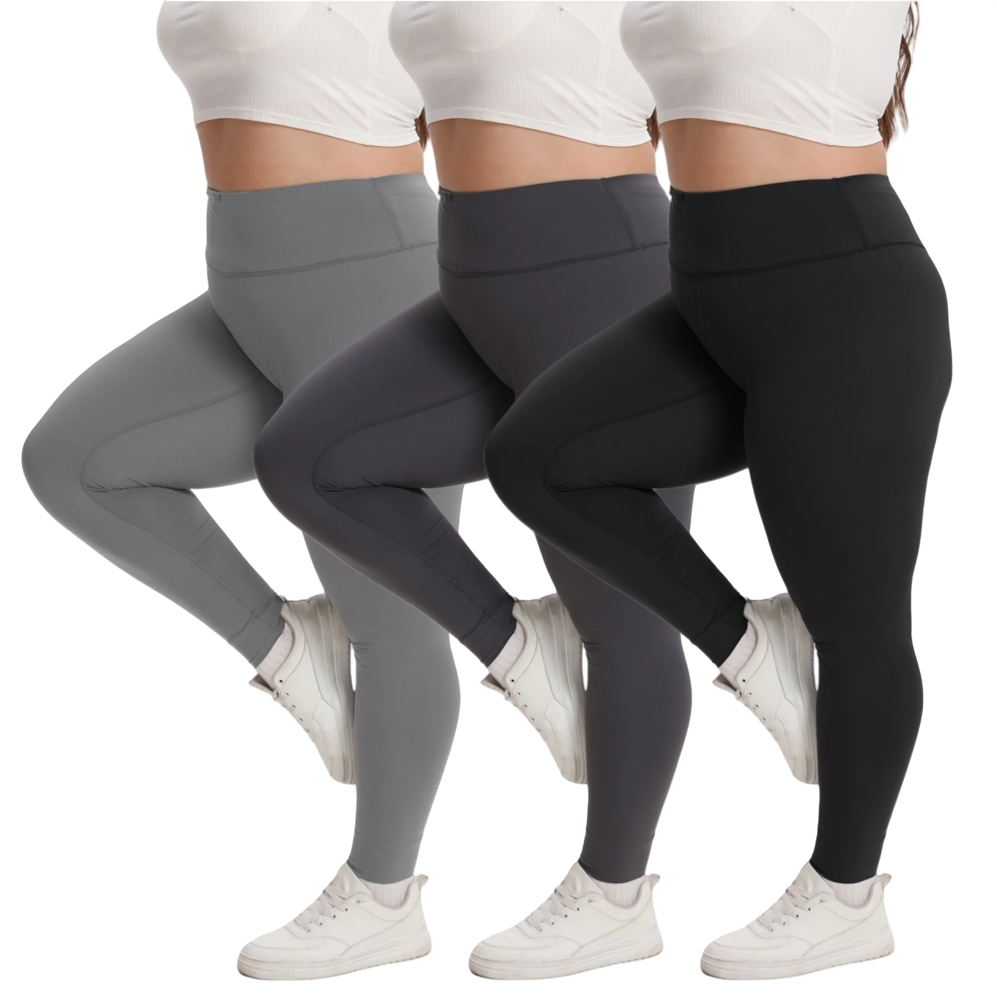 Women's Solid Color Classic Plus Size Gym Sport Pants Fitness High Waist Stretch Yoga Legging Fat Sofe and breathable Feet Pants