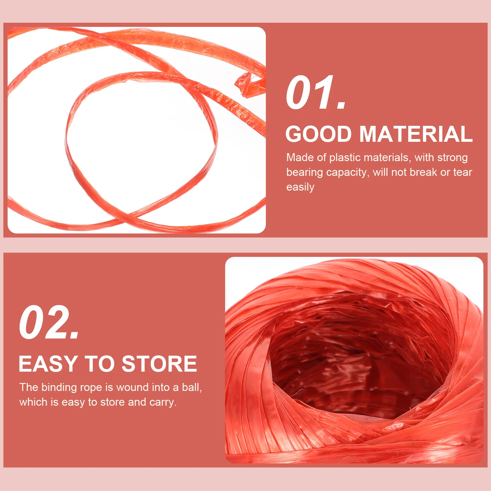 

6 Rolls Plastic Binding Strap Heavy Duty Rope for Packing Luggage Gardening Camping Outdoor Use Plastic Bundle Fixing Rope