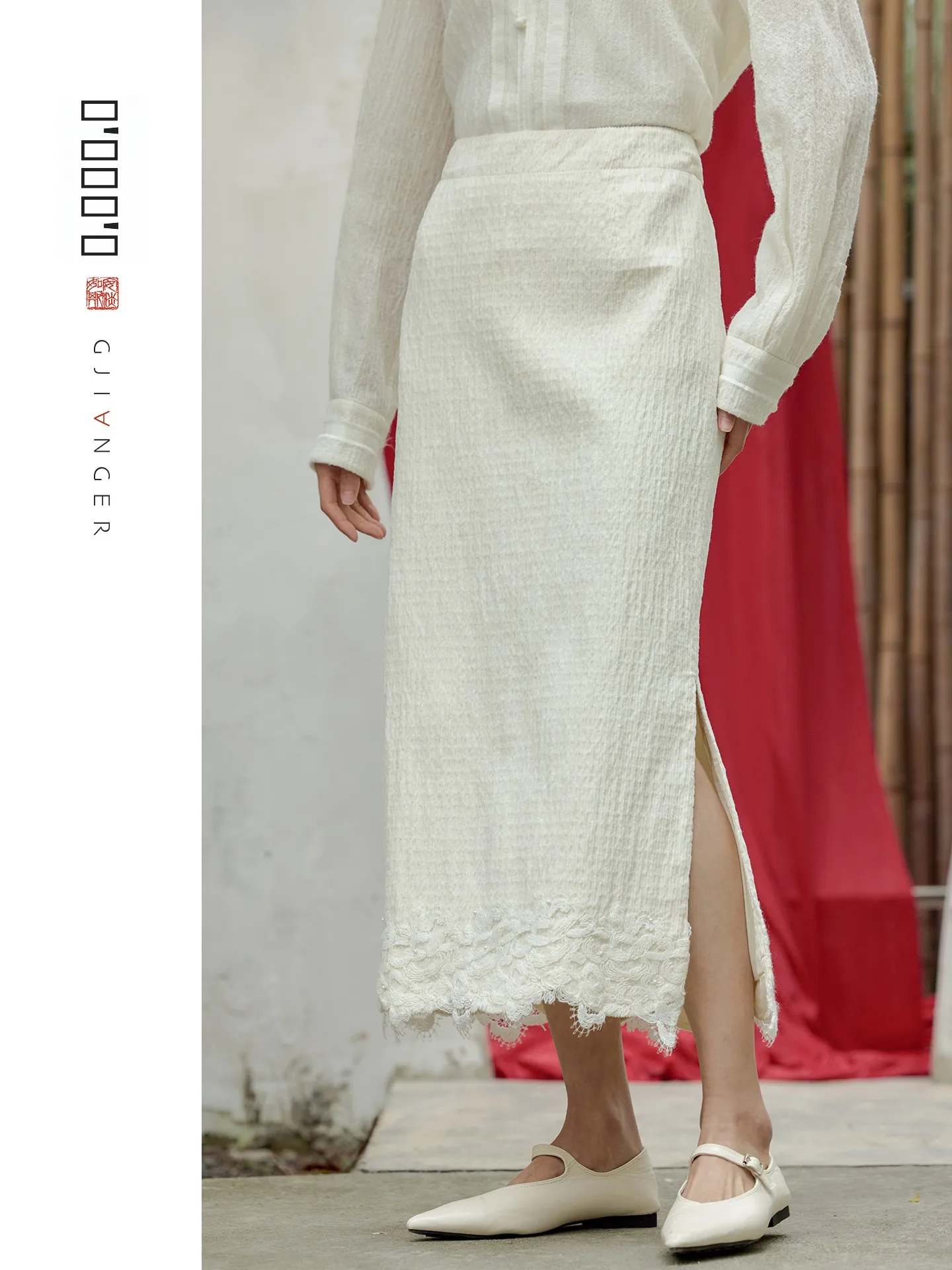 

New Chinese Sle Handmade Lace Straight Tube Skirt Women's Spring New Arrival Cotton Blend Formal Casual Gown