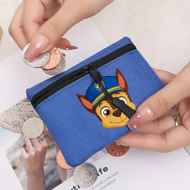 Portefeuille en toile Paw Patrols avec fermeture éclair, mini porte-monnaie Skye Chase Zuma, sac à monnaie et clés Everest Rubble, pochette de rangement mignonne, cadeaux