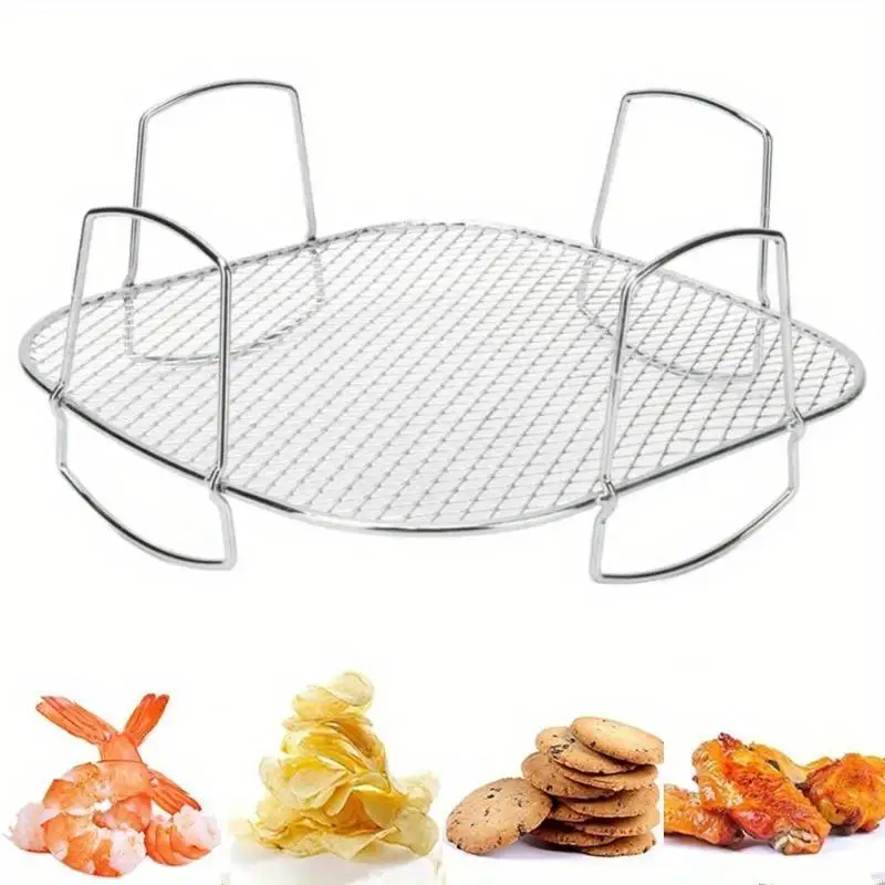 Quadratischer Luftfritteusen-Ständer, Edelstahl-Dörrständer, Kreativer Frittierständer für Hähnchen und Pommes Frites, Unverzichtbarer Luftfritteusen-Zubehör